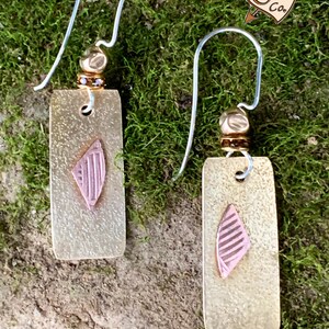 Brass And Copper Earrings/copper earrings with crystal/brass earrings/long earrings/designer earrings/handmade earrings for Mom.