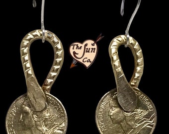 Coin Jewelry/5 Centimes French Coin Earrings/Brass Coin Earrings/Marianne French Coin Earrings/Phrygian cap of Liberty Earrings/Gift for Her