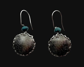 Round Silver Earrings. Turquoise and Silver Jewelry. Designer Earrings. Southwest Jewelry. Unique Jewelry. Mother’s Day Earrings.