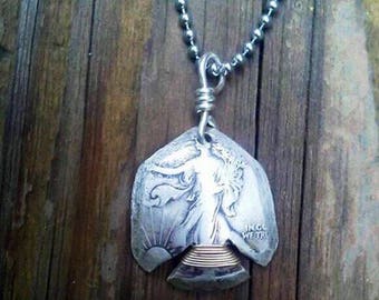 Coin Jewelry/Thunderbird Liberty Necklace/Silver Half Dollar Necklace/Unique Necklace for her/Silver Necklace/One of a kind Necklace