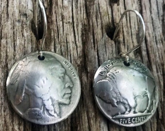 Coin Jewelry/Buffalo Wire Earrings/Unique Gift For Her/Buffalo Jewelry/Indian Jewelry/Southwestern Jewelry for Her/Clip Ons/Mother’s Day