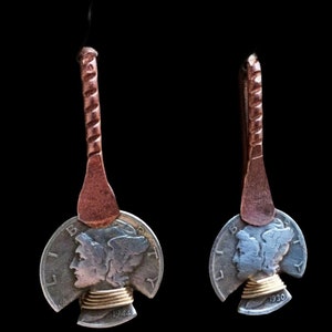 Coin Jewelry/Dime  Earrings/Silver Dime Earrings/Freedom of Thought Unique Coin Earrings/Christmas Handmade Earrings/Light Weight Earrings