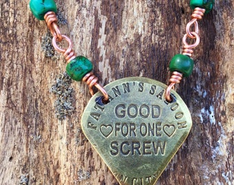 Naughty Gift for Her/Cupid Brothel Necklace/Christmas Day Gift/One Screw Necklace/Dirty Necklace for Her/Brothel