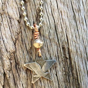 Star Necklace/Unique Handmade Eagle Necklace/Eagle Star/Eagle in Flight Necklace/Silver Eagle Star Jewelry/Coin Jewelry Necklace