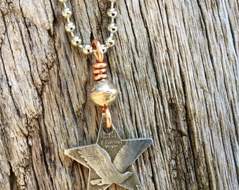 Stern Halskette/einzigartige handgemachte Adler Halskette/Adler Stern/Adler im Flug Halskette/Silber Adler Stern Schmuck/Münze Schmuck Halskette