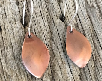 Shiney Copper Earrings/Unique Earrings/Lightweight Copper Earrings/Unique Copper Earrings/Clip On Earrings/Gifts under 30