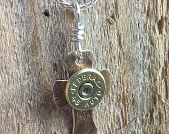 Unique Bullet Necklace with a Cross/Bullet Necklace/Brass Necklace with Silver Chain/Mother’s Day Gift/Handmade Bullet Jewelry