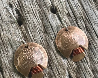 Coin Jewelry/Round Penny Earrings/Southwestern Earrings/Handmade Penny Earrings/Coin Earrings/Custom Coin Earrings/Copper Earrings Gift