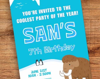 Ice Age Birthday Invitation: Editable Canva Template (Digital Download)