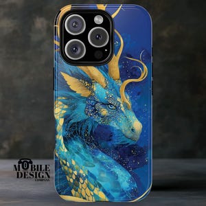 Blue Dragon Phone Case, Oriental, Fantasy Mythical Art Cover for iPhone 16 15 14 13 12 Pro Max, Samsung Galaxy S25 S24 S23 Ultra, Pixel 9 8