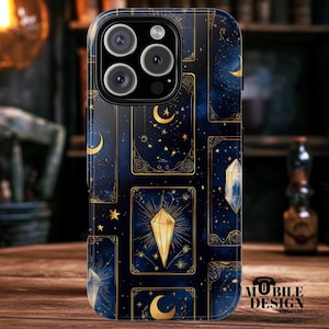 Celestial Tarot & Crystal Phone Case | Moon Star iPhone 16 15 14 13 12 11 Pro Max XR XS, Samsung Galaxy S24 S23 S22 S21 S20 Ultra, Pixel 8 7