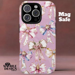 Pink Pretty Bow MagSafe Phone Case, Coquette iPhone 16 15 14 13 Pro Max Plus Mini, Preppy Stuff Soft Girl Aesthetic, Cute Birthday Gift