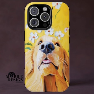 Golden Retriever Cover, Dog Art Phone Case for iPhone 16 15 14 13 12 Pro Max, Samsung Galaxy S25 S24 S23 Ultra, Pixel 9 8, Animal Lover Gift