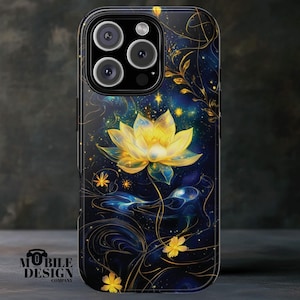 Mystic Lotus Phone Case, Zen, Yoga Flower Cover for iPhone 16 15 14 13 12 Pro Max, Samsung Galaxy S25 S24 S23 Ultra, Pixel 9 8, Gift for Her