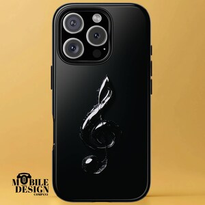 Music Phone Case, Musical Notes Cover for iPhone 16 15 14 13 12 Pro Max, Samsung Galaxy S25 S24 Ultra, Pixel 9 8, Music Teacher Gift, Black