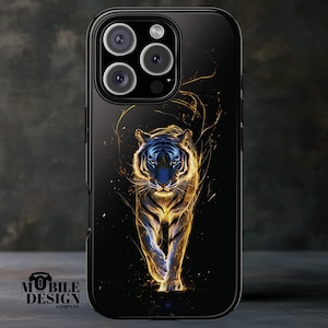 Glow Design Tiger Phone Case, Wild Animal Gift, Cool Tough Cover for iPhone 16 15 14 13 Pro Max, Samsung Galaxy S25 S24 S23 Ultra, Pixel 9 8