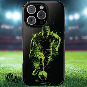 Soccer Phone Case, Football Tough Cover for iPhone 16 15 14 13 12 Pro Max, Samsung Galaxy S25 S24 S23 S22 Ultra, Pixel 9 8, Sport Fan Gift