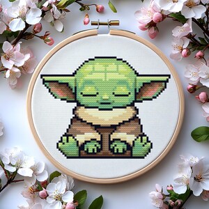 Cute Baby Yoda Easy Cross Stitch Pattern PDF file | Digital Cartoon Design | Instant Download, Baby, Child, Decor, Kawaii, Tutorial