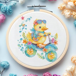 Kawaii Underwater Duck Watercolor Digital Cross Stitch Pattern PDF file | Cute Cartoon Design | Instant Download, Baby, Child, Decor, pastel