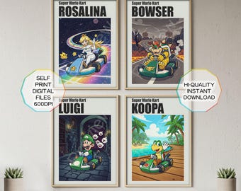 Mario Kart Collection Set Posters Bundle - Printable Wall Art - Digital Print - Download - Home Decor