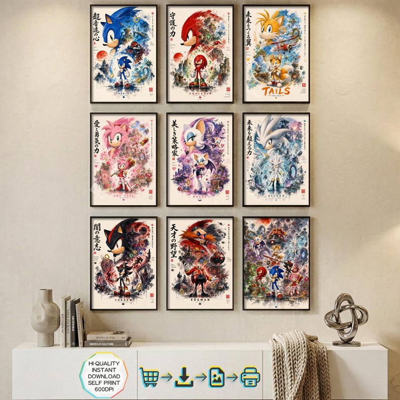 Sonic the Hedgehog Prints - Set of 9 Nursery Art (digital Download) - Etsy