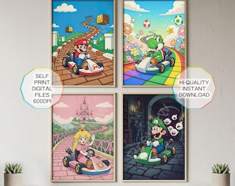 マリオカートのポスター、スーパーマリオのアート、ゲームポスター