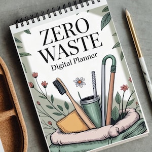 Zero Waste Digital Planner | Eco-Friendly Goal Setting, Meal Planner, Habit Tracker & Recycling Guide