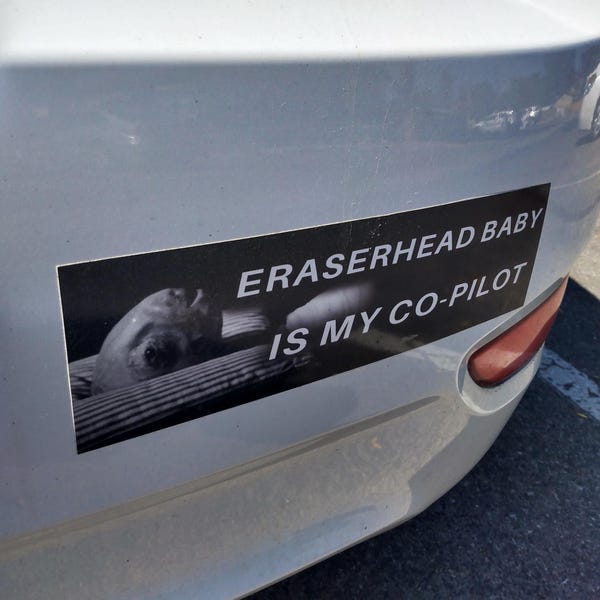 Eraserhead Baby is My Co-Pilot Bumper Sticker - David Lynch Cult Film