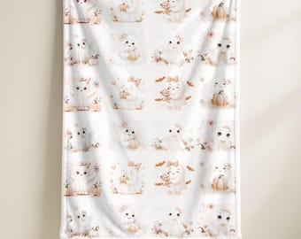 Manta de Halloween neutra: peluche de terciopelo con fantasmas espeluznantes