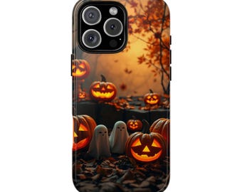 Funda de teléfono de Halloween espeluznante: calabazas y fantasmas, con aires otoñales