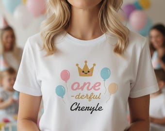 Camiseta de cumpleaños personalizada: ¡Un primer cumpleaños maravilloso! Camiseta unisex personalizable para el primer cumpleaños.