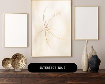 Impresión artística abstracta de línea dorada: Giclée minimalista moderno