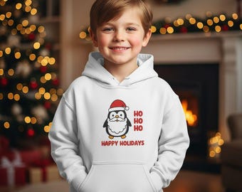 Sudadera navideña para niños pequeños: Diseño de pingüino navideño, regalo para Navidad