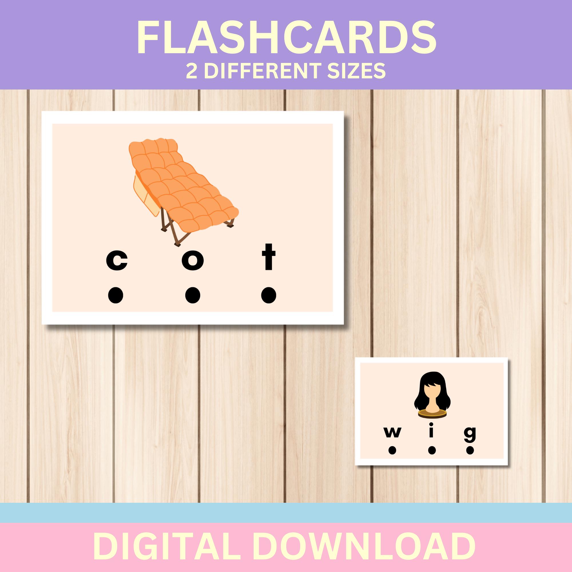 Lo Cvc Patterns Word Family Flashcards in 2 Sizes | Instant Downloadable Digital ...