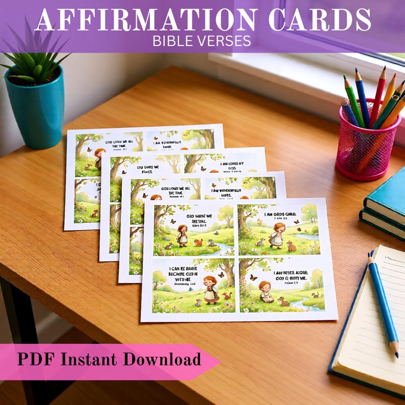 Bible Verse Affirmation Cards for Kids | Christian Positive ...