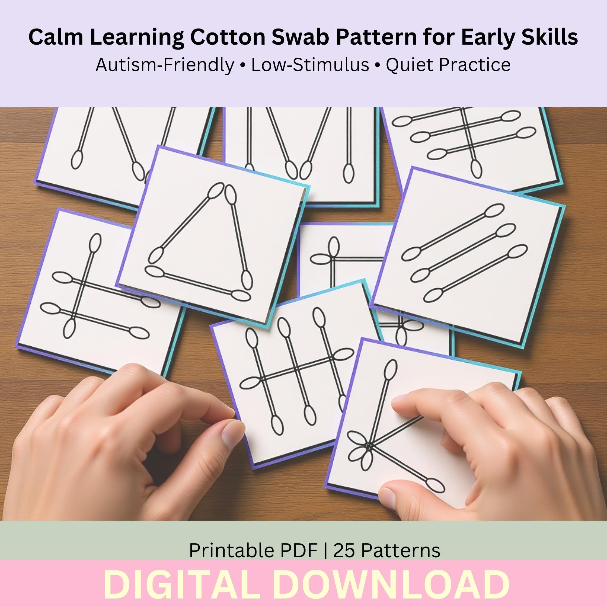 Autism‑friendly Cotton Swab Patterns Printable | Calm Fine Motor ...
