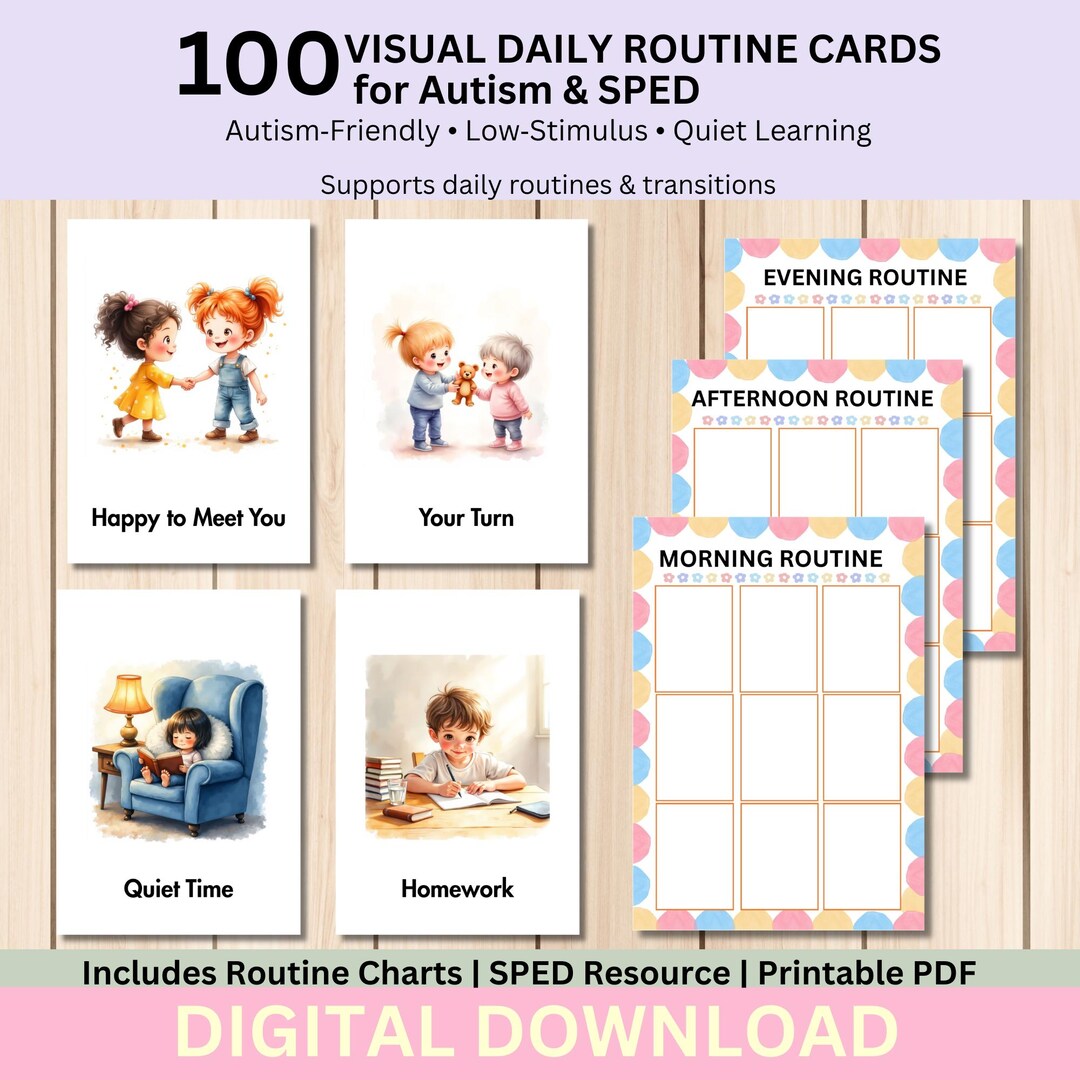 Visual Daily Routine Cards for Autism & SPED | 100 Autism‑friendly ...