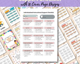 Individualized Instructional Support Checklist for Special Needs | IEP Support Printable | Teacher & SPED Resource | Editable PDF 10 Covers
