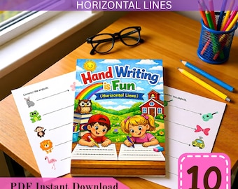 Writing Activity Horizontal Lines Worksheet | Handwriting Practice for Preschool & Kindergarten | Fine Motor Skills PDF | 10 Pages