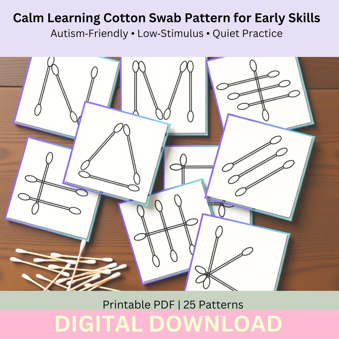 Autism‑friendly Cotton Swab Patterns Printable | Calm Fine Motor ...