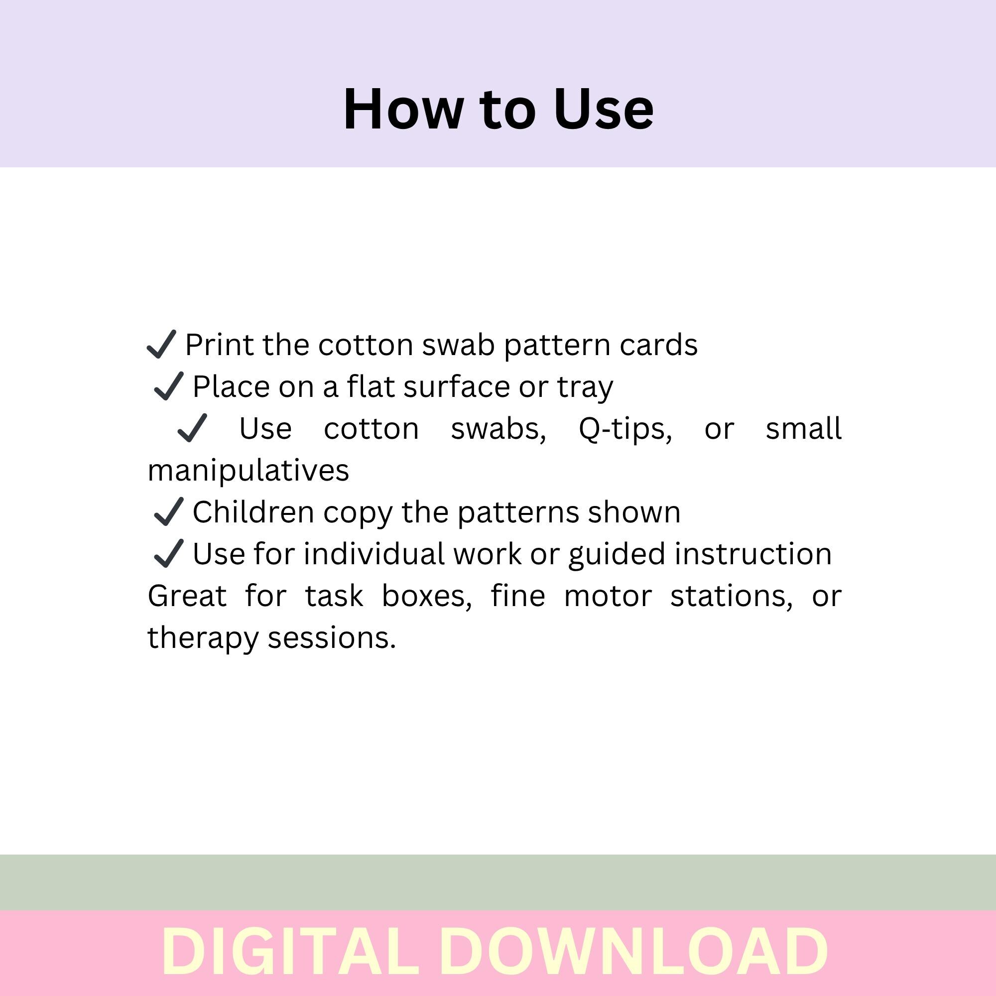 Autism‑friendly Cotton Swab Patterns Printable | Calm Fine Motor ...