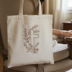 Kristen tygväska i kanvas, design, korsbroderi, tro, tillbehör, kyrka, vardagsbärning, bibelbärare, skriftstudie, bön, resa