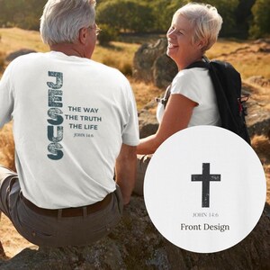 Christian Teen Gift Religious Present Youth Group Shirt Bible Verse Tee John Scripture Message Jesus Way Truth Life Statement Cotton Quality Construction Comfort Colors Garment Dyed Design Both Sides Printed Faith Expression Apparel Daily