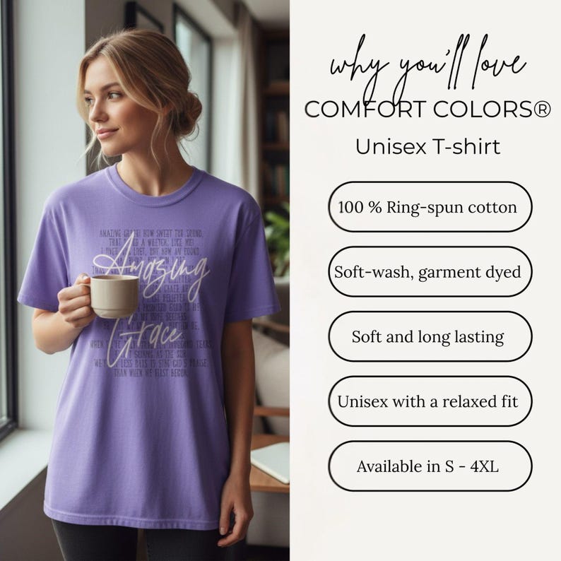Sunday Service Outfit Amazing Grace Tshirt Christian Hymn Design Faith Based Apparel Women Believers Clothing Church Choir Wear Bible Study Group Attire Worship Team Uniform Religious Retreat Option Comfortable Cotton Material Inspirational