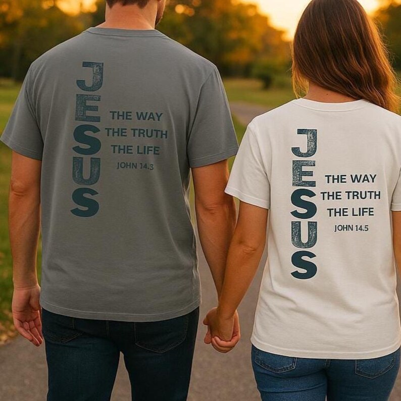 Comfort Cotton Shirt Christian Youth Tee Bible Verse Design John Scripture Message Jesus Way Truth Life Statement Teen Clothing Daily Wear Faith Expression Quality Garment Dyed Construction Both Sides Printed Religious Apparel Mission Trip