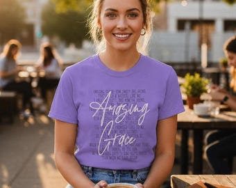 Amazing Grace Shirt Christian Hymn Inspired Tee Faith Based Worship Apparel Women Believers Church Choir Member Gift Bible Study Outfit