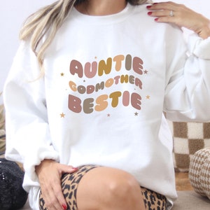 Auntie SweatShirt Godmother and Bestie gift Fun Colors Unisex Heavy Blend™ Crewneck Sweatshirt