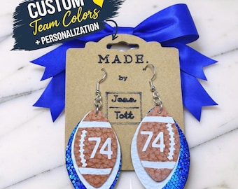 Personalized Football Earrings | Custom Team Color Player Number Earrings | Football Mom Gift | Game Day Jewelry