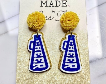 Cheer Megaphone Earrings | School Spirit Earrings | Cheerleader Earrings | Lightweight Game Day Jewelry