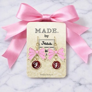 Romantic Customized Initial Wax Seal Bow Earrings | Coquette Regency Jewelry | Secret Romance Collection
